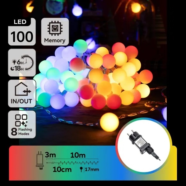 Aigostar - Dekorative LED-Lichterkette für den Außenbereich, 100 LEDs, 8 Funktionen, 10 m, IP44, mehrfarbig