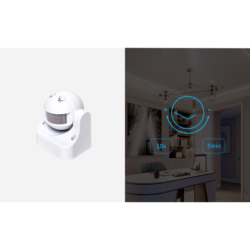 Aigostar - Détecteur de mouvement infrarouge extérieur 230V IP44 blanc