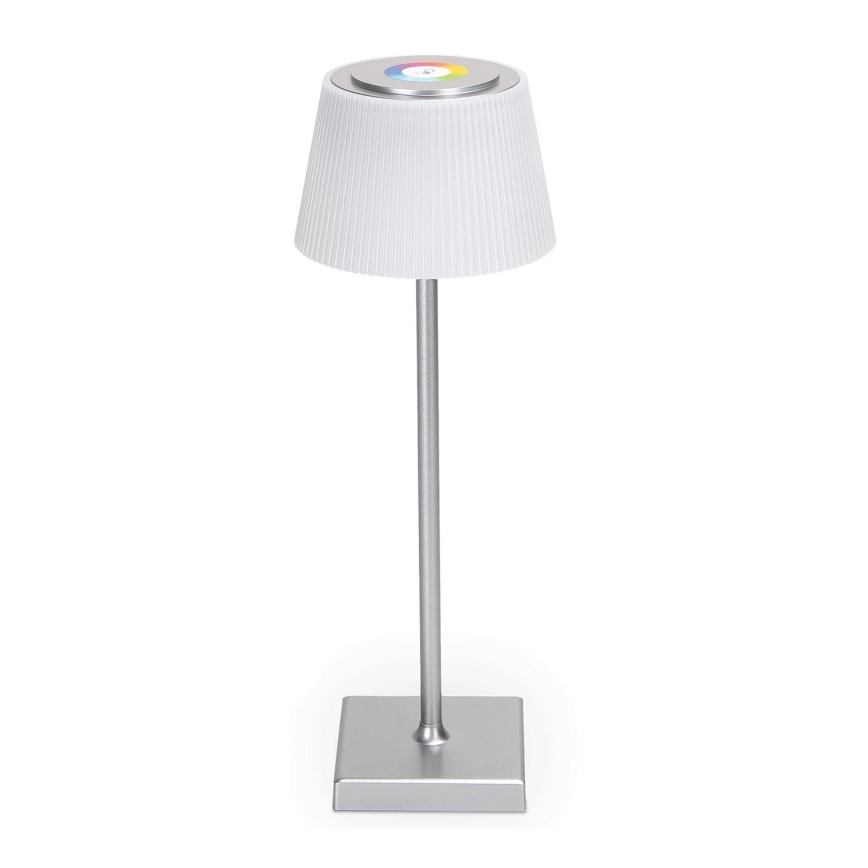 Aigostar - Dimmbare, aufladbare LED-RGBW-Tischleuchte für den Außenbereich LED/4W/5V 3600mAh weiß/matt Chrom IP54