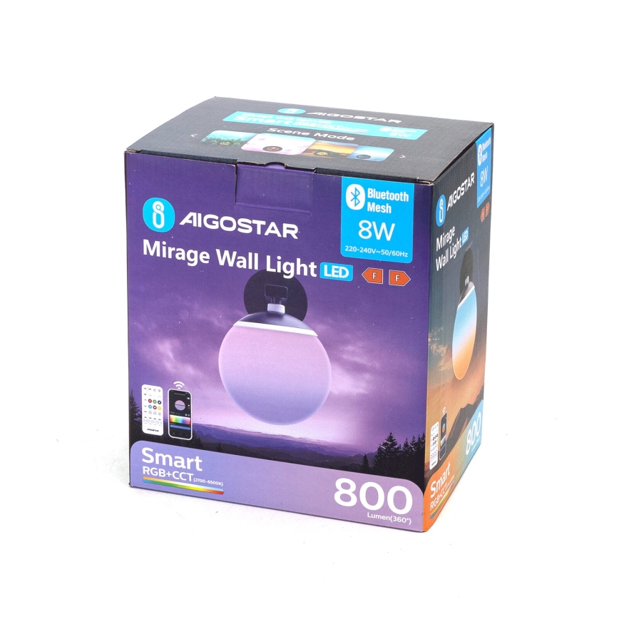 Aigostar - Dimmbare LED-RGBW-Wandleuchte MESH Smart LED/8W/230V + Fernbedienung