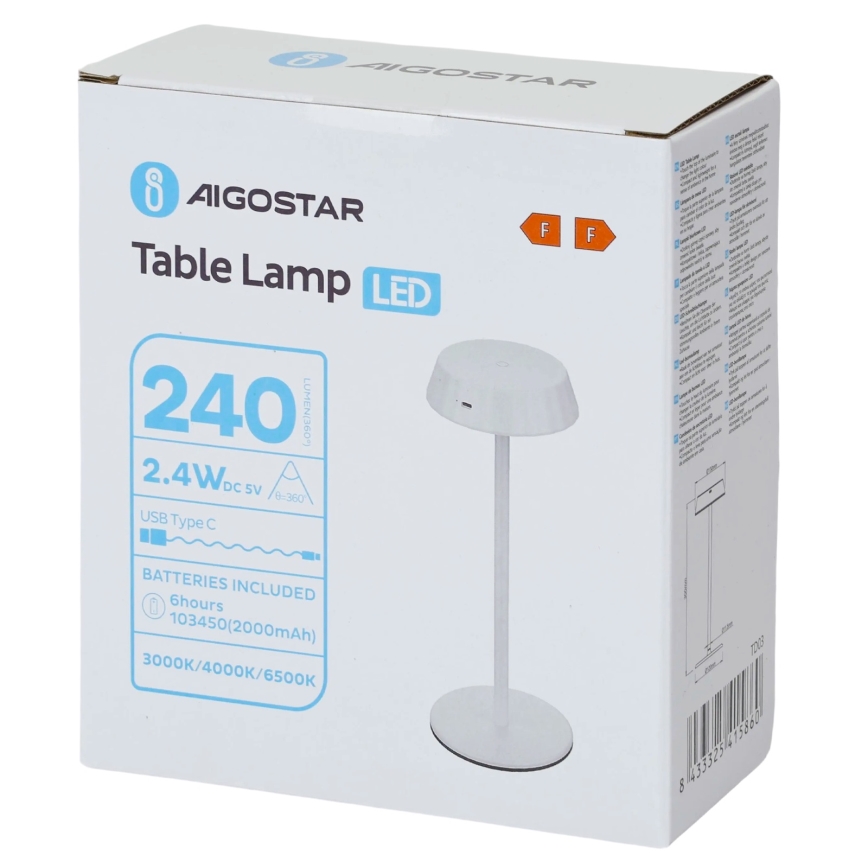 Aigostar - Dimmbare LED-Tischlampe AMBIENT LED/2,4W/5V 3000-6500K weiß