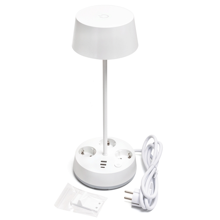 Aigostar - Dimmbare LED Tischlampe mit Steckdosen und USB LED/4,6W/230V 3000/4000/6500K weiß