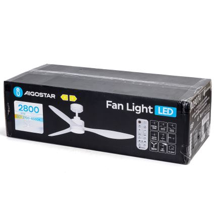 Aigostar - Dimmbarer LED-Deckenventilator LED/20W/230V 2700-6500K 132cm weiß + Fernbedienung
