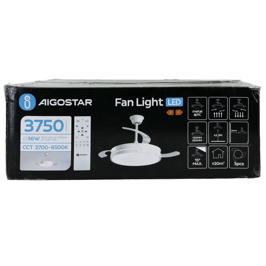 Aigostar - Dimmbarer LED-Deckenventilator LED/36W/230V 2700-6500K d 107 cm + Fernbedienung weiß