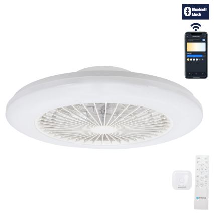 Aigostar - Dimmbare LED-Deckenleuchte mit Ventilator LED/40W/230V 2700-6500K d 48,5 cm weiß + Fernbedienung