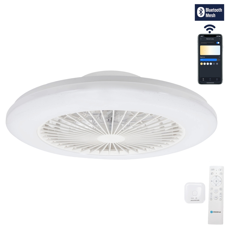 Aigostar - Dimmbare LED-Deckenleuchte mit Ventilator LED/40W/230V 2700-6500K d 48,5 cm weiß + Fernbedienung
