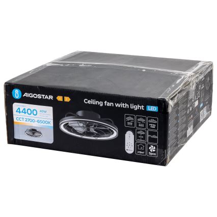 Aigostar - Dimmbarer LED-Deckenventilator LED/40W/230V 2700-6500K d 48 cm + Fernbedienung schwarz
