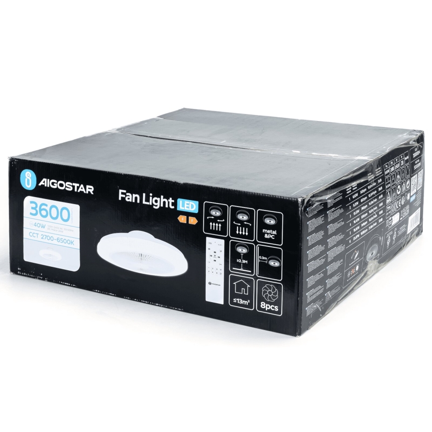 Aigostar - Dimmbarer LED-Deckenventilator LED/40W/230V 2700-6500K d 48 cm + Fernbedienung weiß