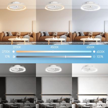 Aigostar - Dimmbarer LED-Deckenventilator LED/40W/230V 2700-6500K d 48 cm + Fernbedienung weiß