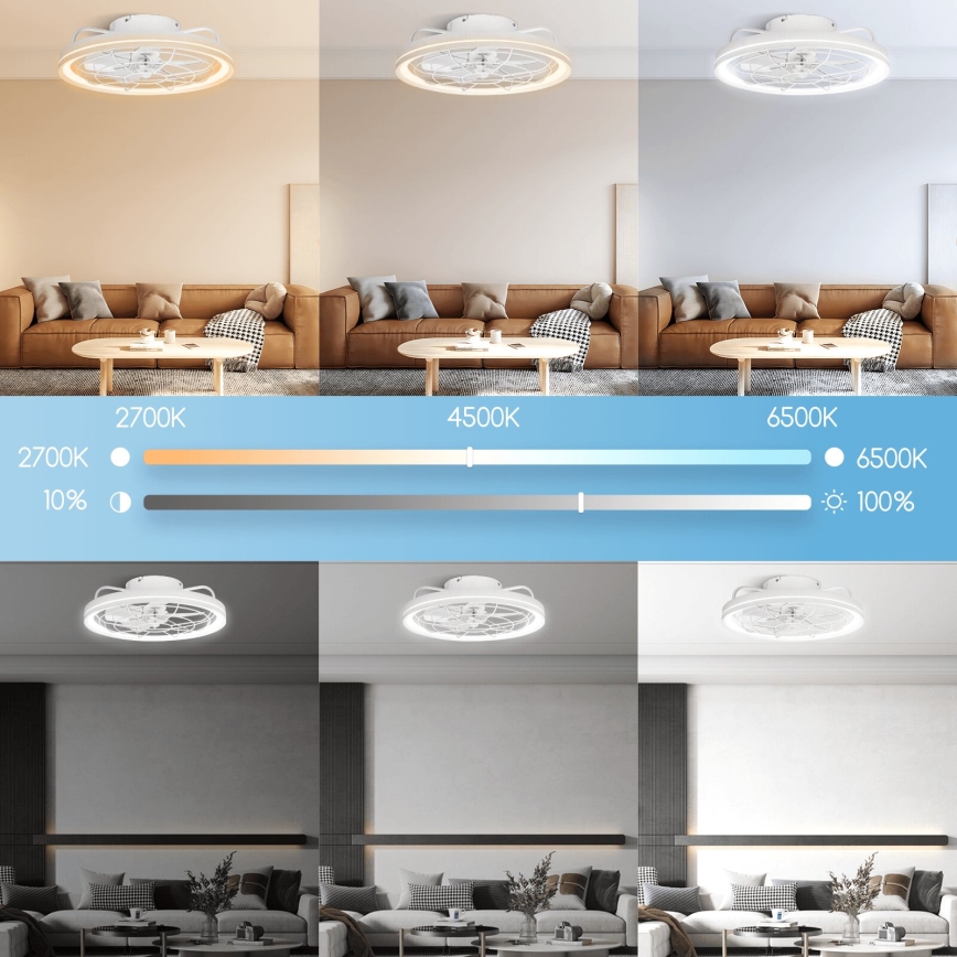 Aigostar - Dimmbarer LED-Deckenventilator LED/40W/230V 2700-6500K d 48 cm + Fernbedienung weiß