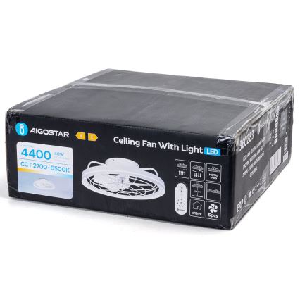 Aigostar - Dimmbarer LED-Deckenventilator LED/40W/230V 2700-6500K d 48 cm + Fernbedienung weiß