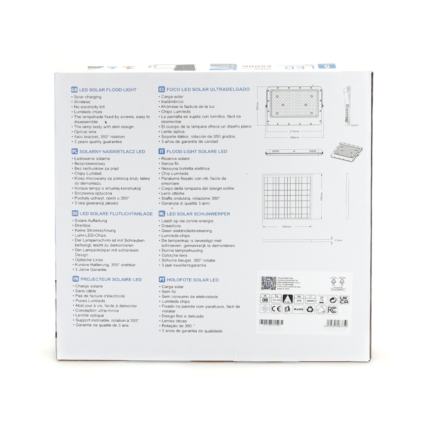 Aigostar - Dimmbarer LED-Solarstrahler LED/200W/3,2V IP65 20000 mAh + Fernbedienung