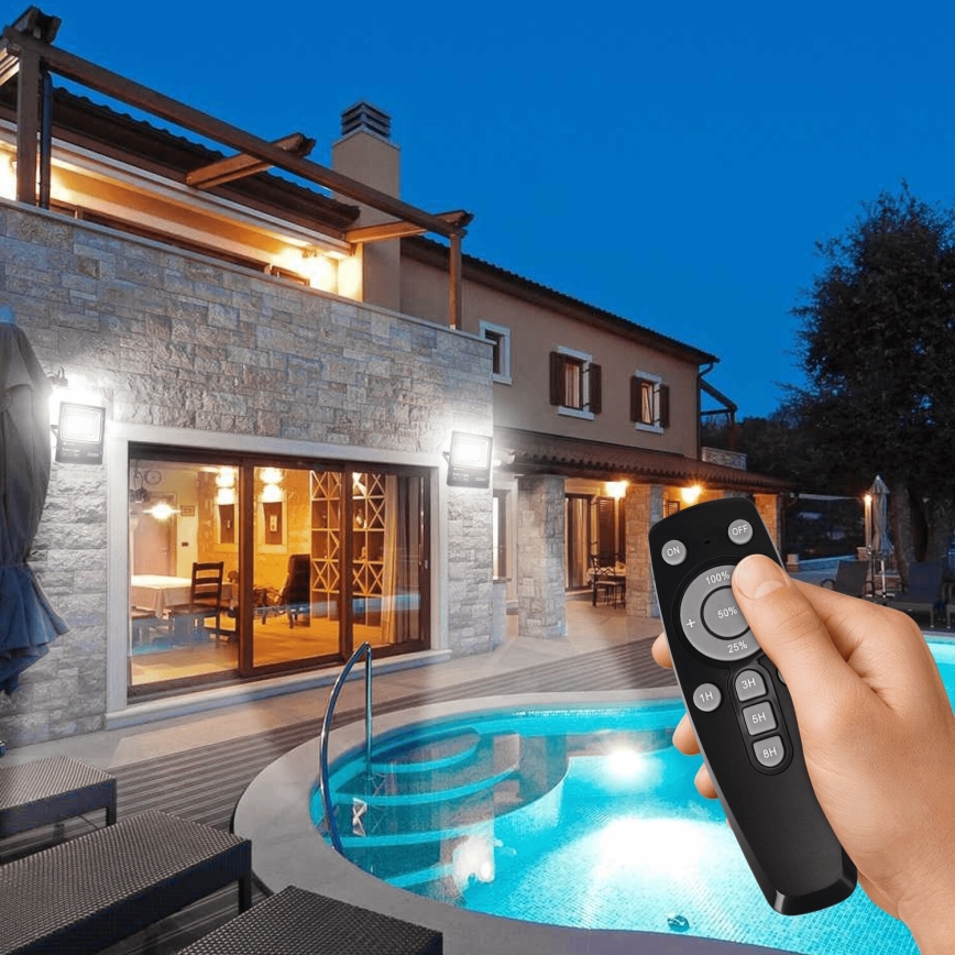 Aigostar - Dimmbarer LED-Solarstrahler LED/200W/3,2V IP66 + Fernbedienung