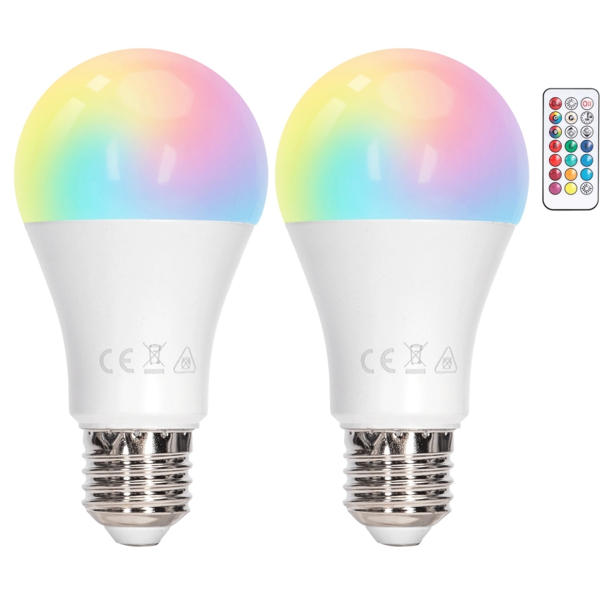Aigostar - LED RGBW dimmbar A60 Leuchtmittel E27/8W/230V 3000K + Fernbedienung
