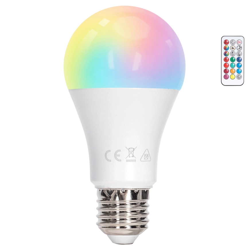 Aigostar - Dimmbare LED RGBW-Glühbirne E27/12W/230V 3000K + Fernbedienung