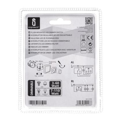Aigostar - Dimmer a pulsante rotante 110W/230V bianco