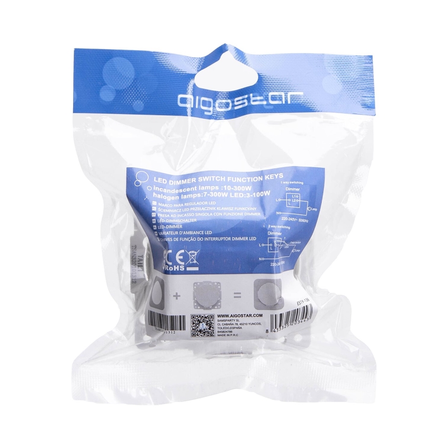 Aigostar - Dimmer rotativo 300W/230V bianco