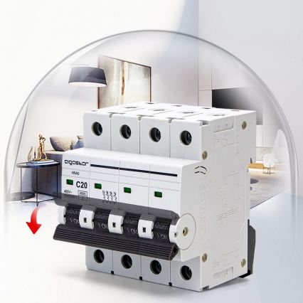 Aigostar - Disjoncteur 4 pôles, 20 A, courbe C, 400 V