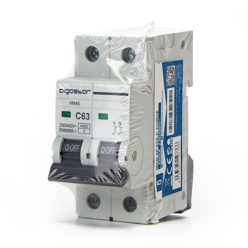 Aigostar - Disjoncteur bipolaire 2P-50A-C 230-400V