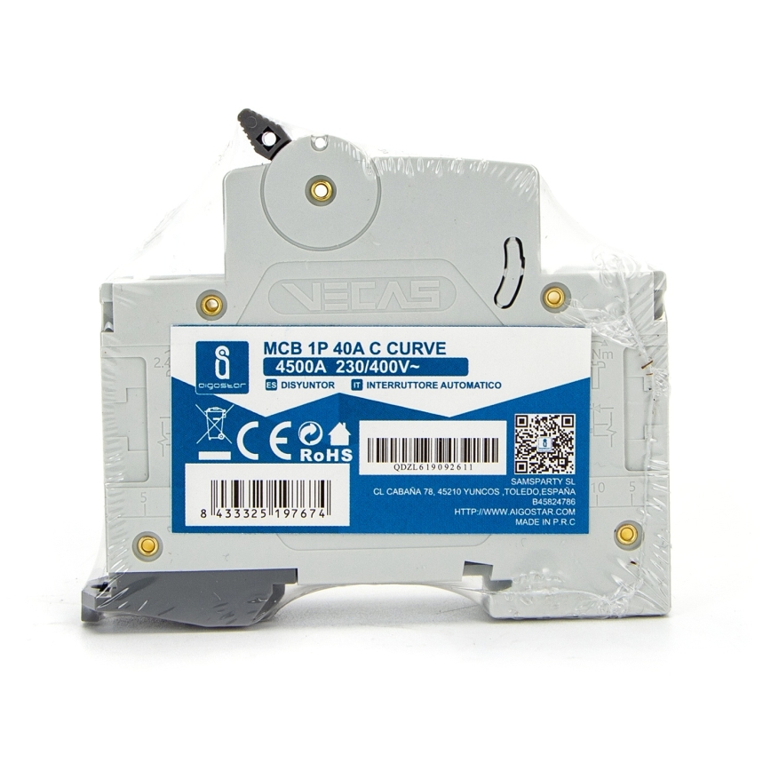 Aigostar - Disjoncteur monophasé 1P-40A-C 230-400V