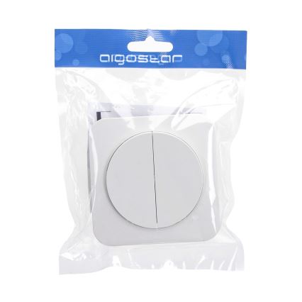 Aigostar - Doppelschalter mit Rahmen Nr. 7, weiß