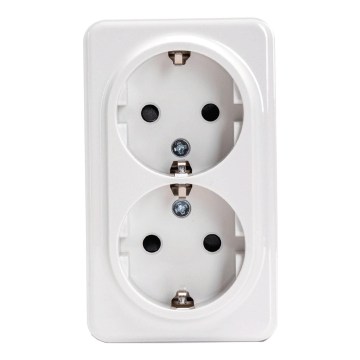 Aigostar - Doppelte Wandsteckdose SCHUKO 250V weiß