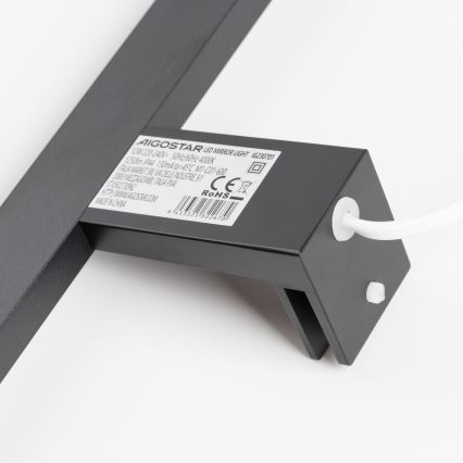 Aigostar - Éclairage de miroir salle de bain LED/12W/230V 4000K 60 cm IP44 noir