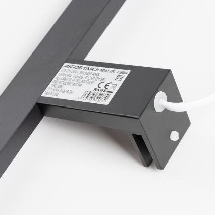 Aigostar - Éclairage de miroir salle de bain LED/8W/230V 4000K 40 cm IP44 noir