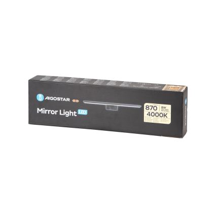 Aigostar - Éclairage de miroir salle de bain LED/8W/230V 4000K 40 cm IP44 noir