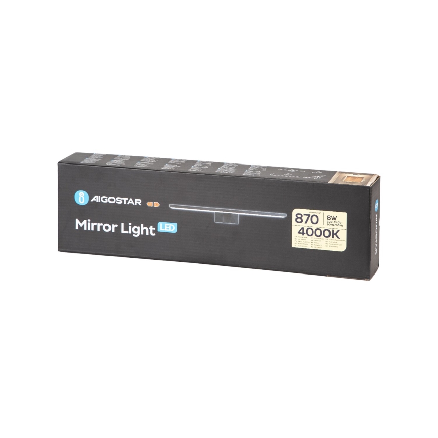 Aigostar - Éclairage de miroir salle de bain LED/8W/230V 4000K 40 cm IP44 noir