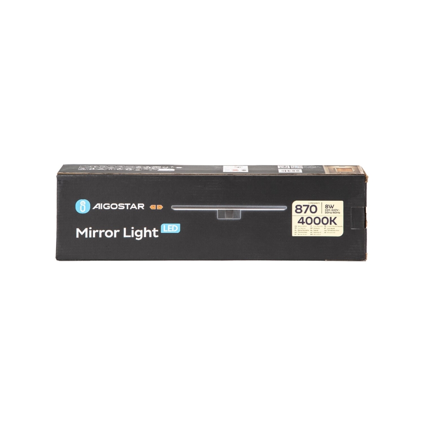 Aigostar - Éclairage de miroir salle de bain LED/8W/230V 4000K 40 cm IP44 noir