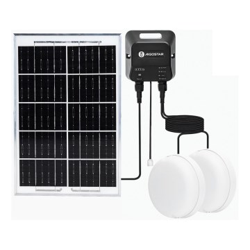 Aigostar - Éclairage solaire 2xLED/35W/12V 6000 mAh 6500K d. 16,8 cm + Télécommande