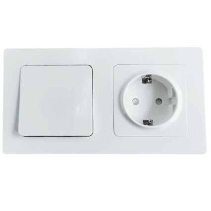 Aigostar - Einfacher Schalter Nr. 1 und SCHUKO-Steckdose 250 V mit Rahmen, weiß