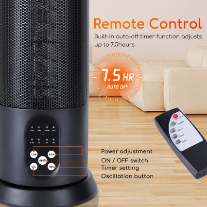 Aigostar - Elektrischer Heizlüfter 1500W/230V + Fernbedienung
