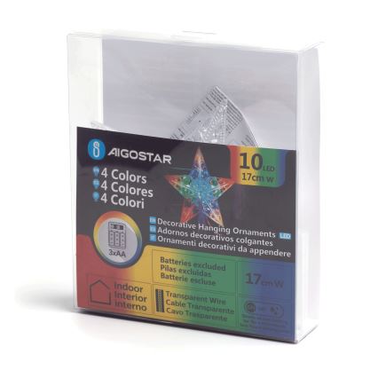Aigostar - Étoile décorative de Noël LED RGBY, 10 LED, alimentée par 3 piles AA