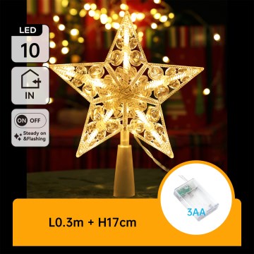 Aigostar - Étoile décorative LED de Noël, 10×LED / 3×AA, blanc chaud