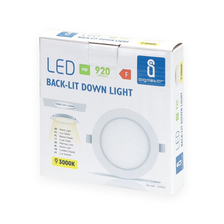 Aigostar - Faretto da incasso a LED 9W 230V 3000K Ø 14,5 cm bianco