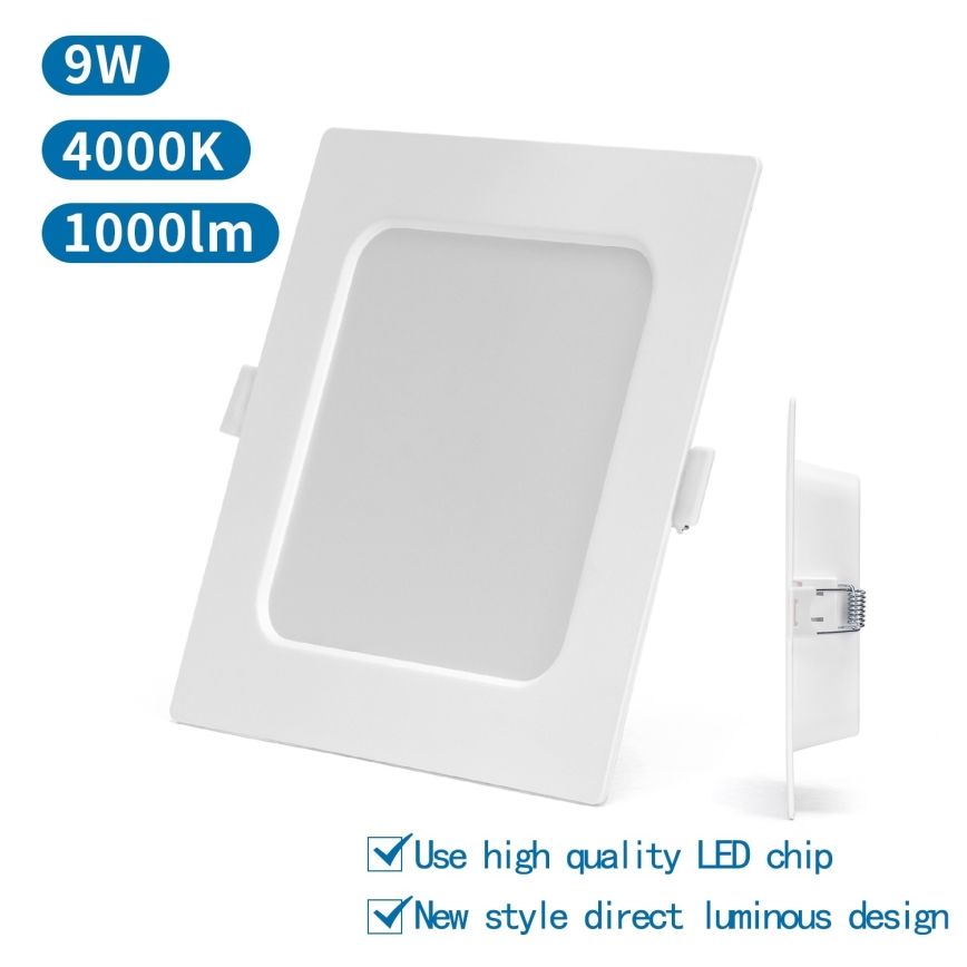 Aigostar - Faretto LED da incasso 9W, 230V, 4000K, 14,5 x 14,5 cm, bianco
