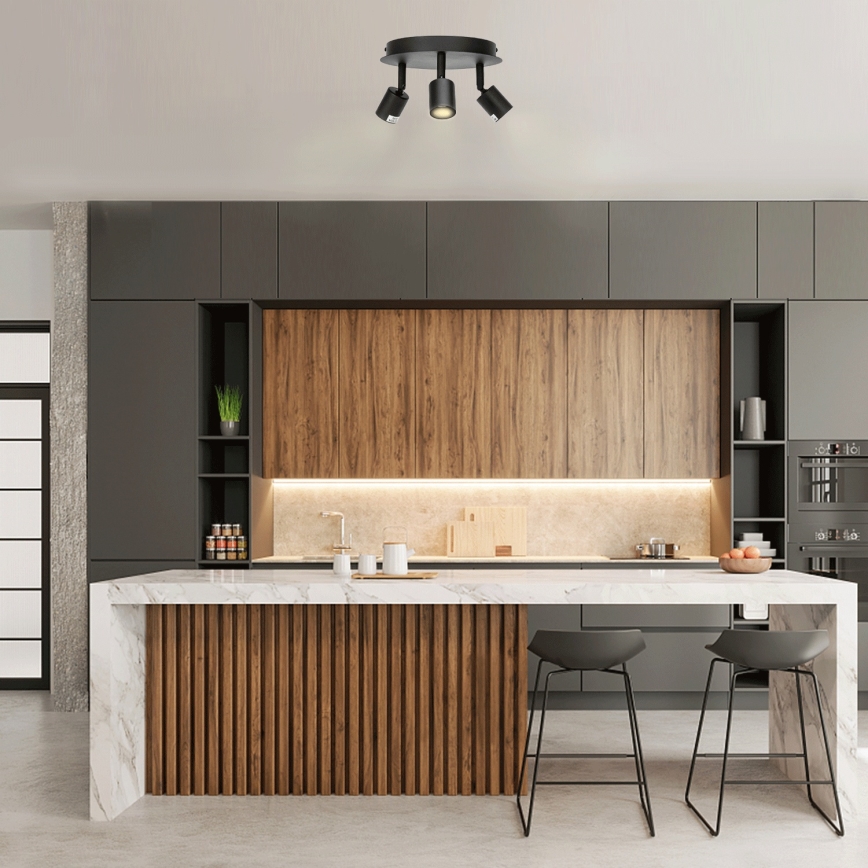 Aigostar - Faretto orientabile 3xGU10/60W/230V nero