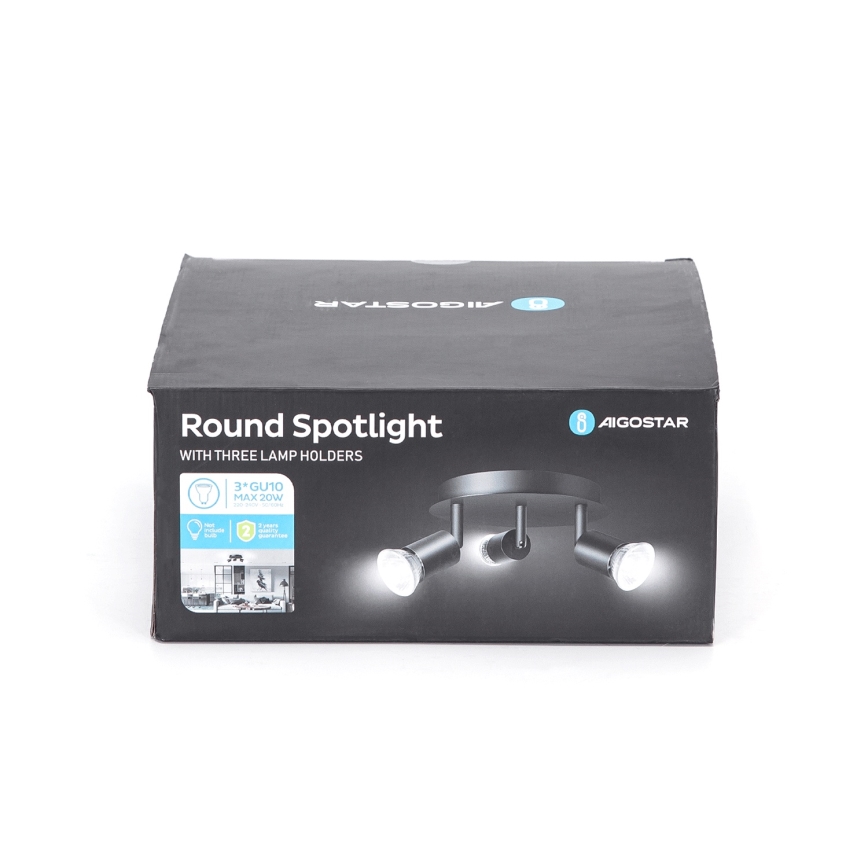 Aigostar - Faretto orientabile 3xGU10/60W/230V nero