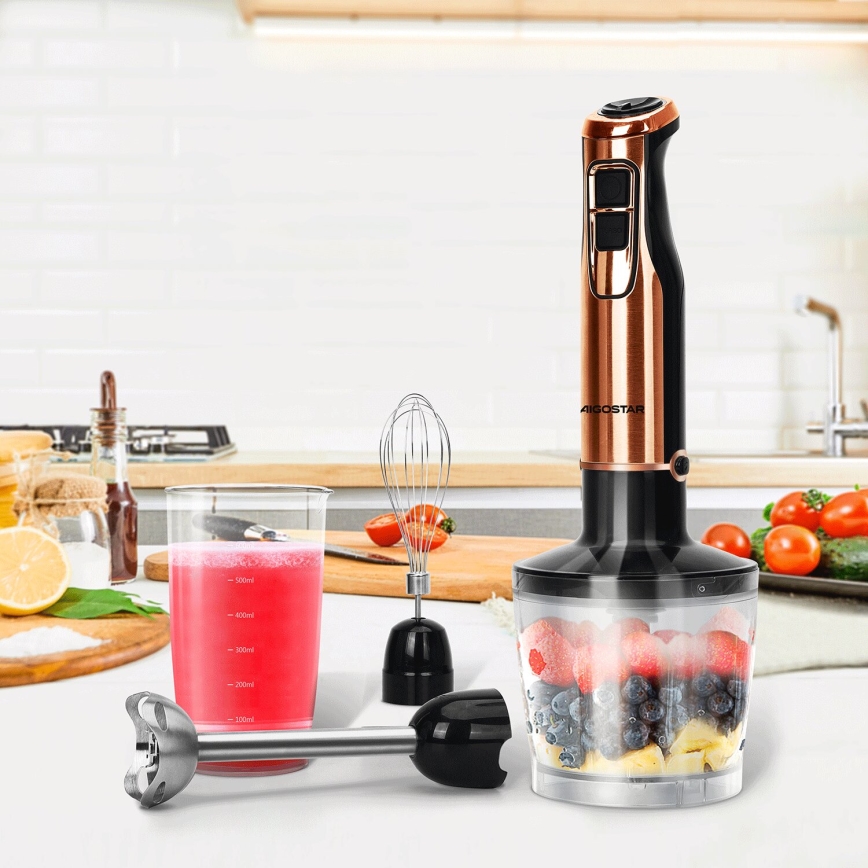 Aigostar - Frullatore a immersione 1000W/230V rosa oro