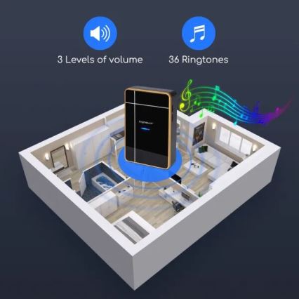 Aigostar - Kabellose Türklingel 3xAA/12V IP44 Schwarz/Kupfer