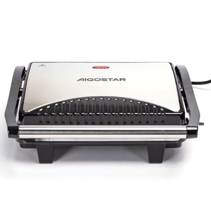 Aigostar - Griglia a contatto 1000W/230V nero/cromo opaco