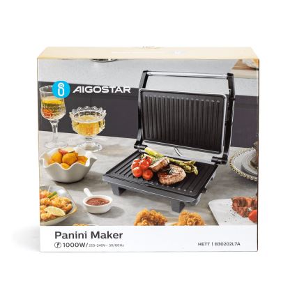 Aigostar - Griglia a contatto 1000W/230V nero/cromo opaco