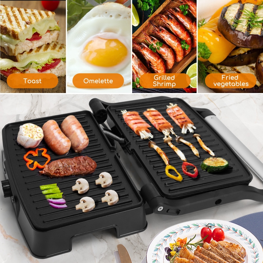 Aigostar - Grill de contact 1500W/230V chrome mat/noir