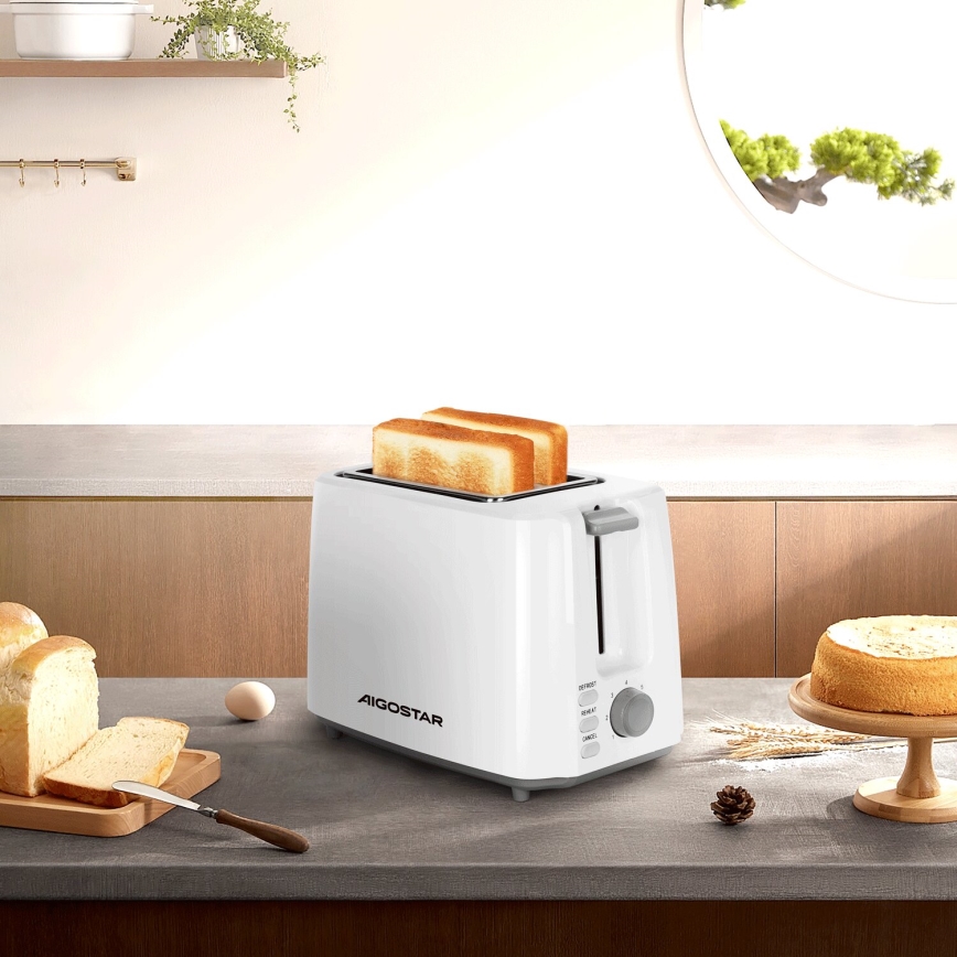 Aigostar - Grille-pain à deux compartiments 750W/230V blanc