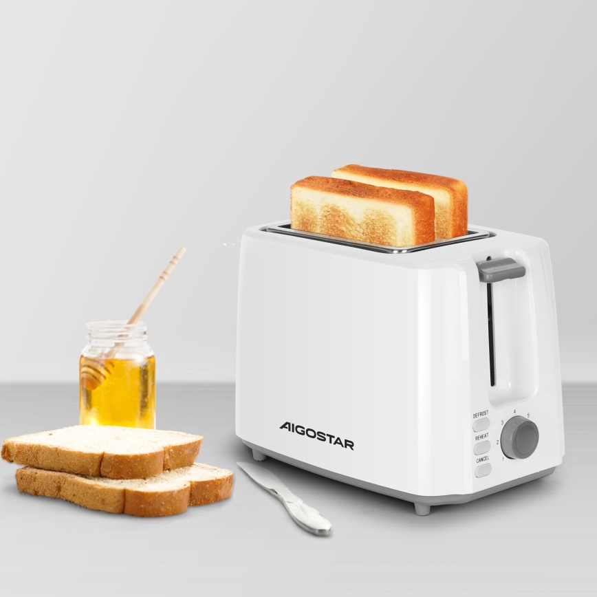 Aigostar - Grille-pain à deux compartiments 750W/230V blanc