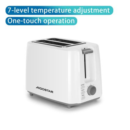 Aigostar - Grille-pain à deux compartiments 750W/230V blanc