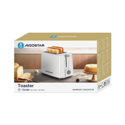 Aigostar - Grille-pain à deux compartiments 750W/230V blanc
