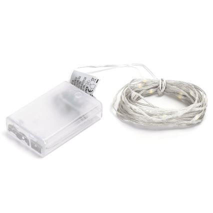 Aigostar - Guirlande de Noël 50xLED/3xAA 5,3m blanc chaud